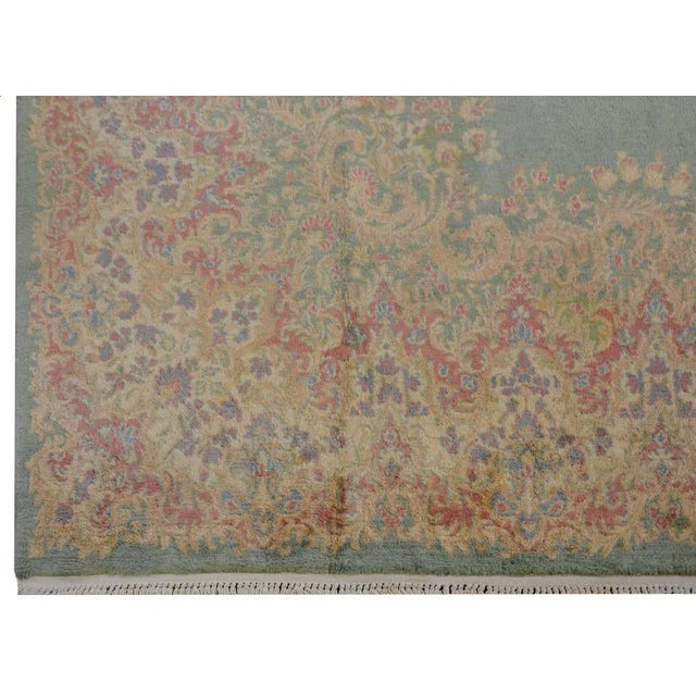 Light Green Early 20th Century Kirman Rug For Sale - Image 8 of 10