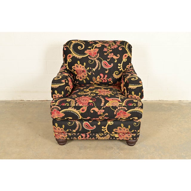 Baker Furniture Company Smith Brothers of Berne Contemporary Lounge Chair and Ottoman in Paisley Upholstery For Sale - Image 4 of 14