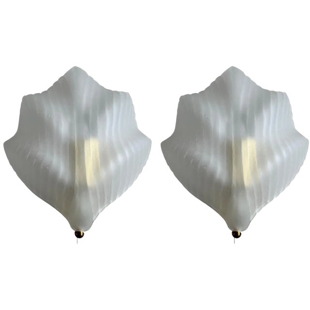 Mid-Century Glass Wall Lamps by Zelezny Brod, 1980s, Set of 2 For Sale