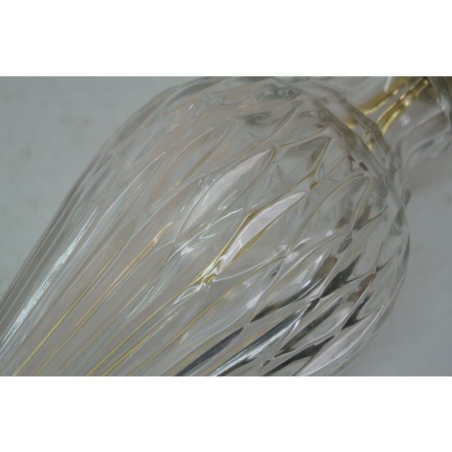 Mid 20th Century Heyco Brass Cut Crystal Vase Urn Table Lamp W Angel Trumpet Horn Finial 27" For Sale - Image 11 of 12
