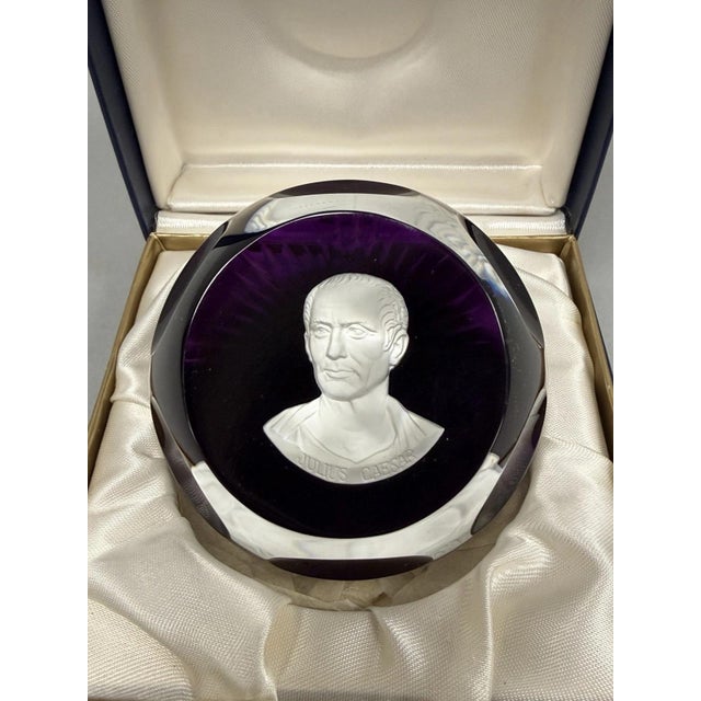 Franklin Mint 1976 Baccarat France Julius Caesar Purple Sulphide Paperweight For Sale - Image 4 of 14