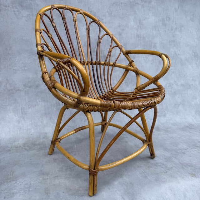 Wood Vintage Rattan Armchairs, France, 1960s, Set of 10 For Sale - Image 7 of 13