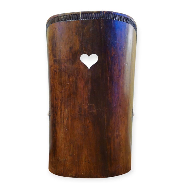 Traditional Antique Kubbstol Chair Carved From a Hollowed Wooden Trunk. Features a Carved Tree Motif on The Base and a...