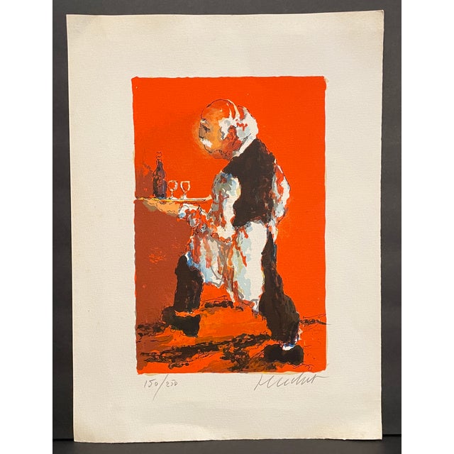 Urbain Huchet (French, 1930-2014) "The Waiter" lithograph, pencil signed and numbered 150 of 250. Combined shipping...