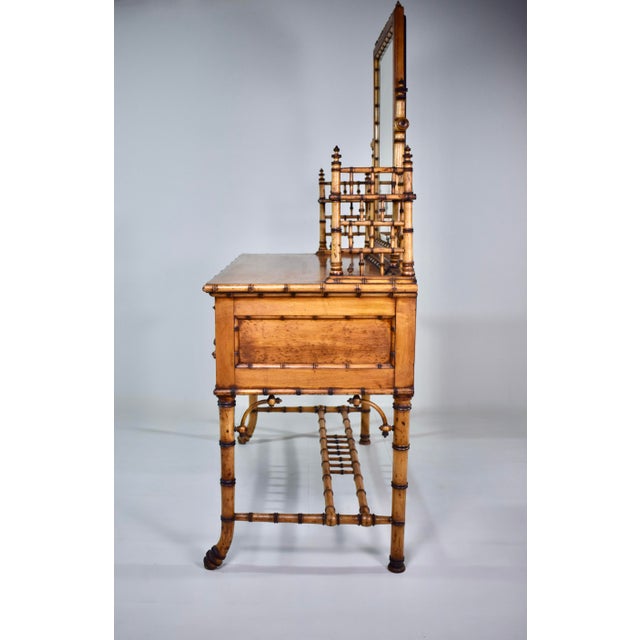 Late 19th Century Bird's-Eye Maple Faux Bamboo Dressing Table and Chair by R J Horner & Co For Sale - Image 5 of 12