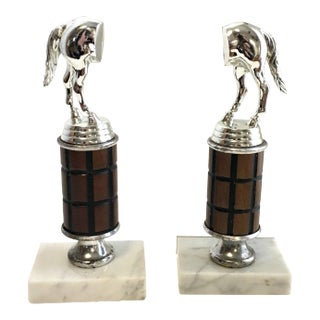Vintage Equestrian Horse Trophy Bookends Marble Base- a Pair For Sale