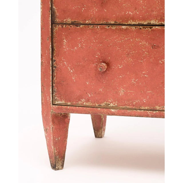 Wood Salmon Painted Italian Chests, Circa 1910 For Sale - Image 7 of 9