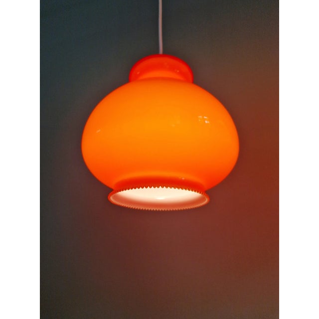 Vintage Orange Opaline Pendant Lights, 1960s, Set of 3 For Sale - Image 9 of 12