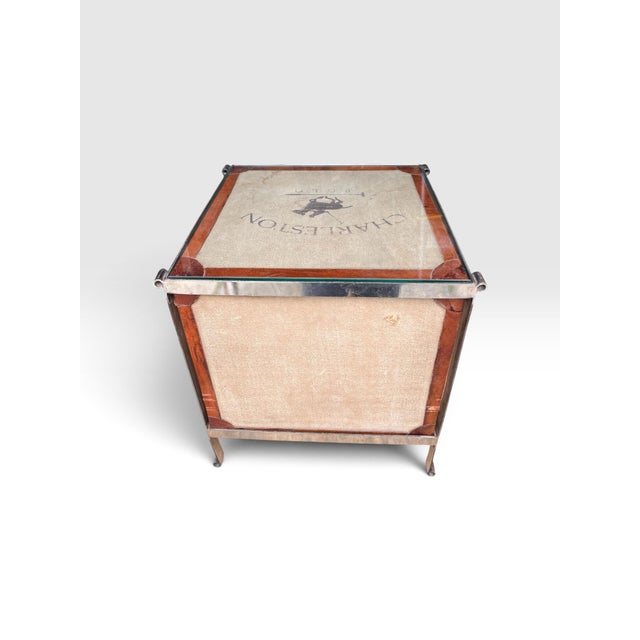 Almond 1990s Charleston Polo Campaign Style Three-Drawer Side Table With Glass Top. For Sale - Image 8 of 11
