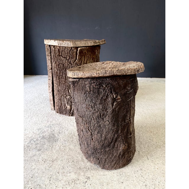 Brown Antique Artisan Made Cork Side Tables, Portugal, 1890s, Set of 2 For Sale - Image 8 of 17