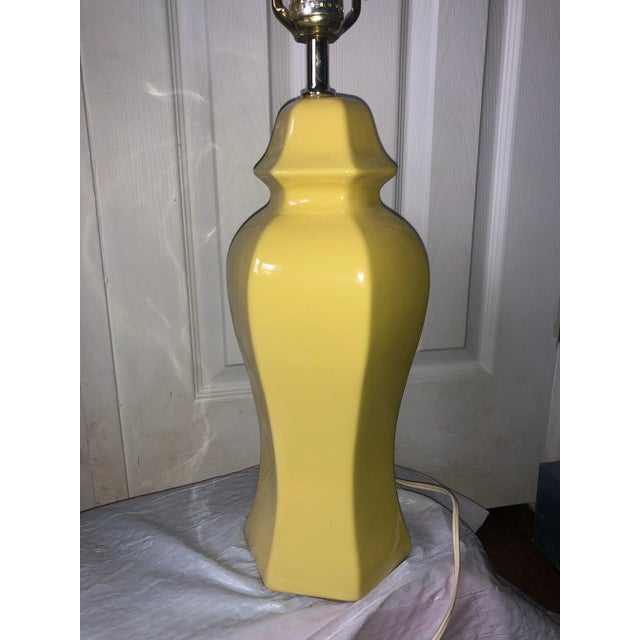 Mid Century Modern Canary Yellow Asian Influence Table Lamp For Sale - Image 10 of 12