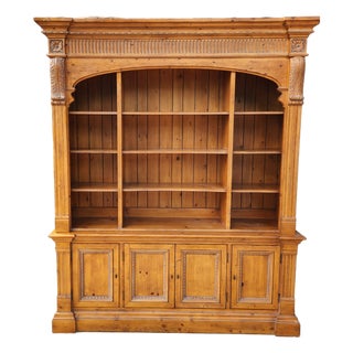 Ethan Allen Massive Hardwood Bookshelf Wall Unit For Sale
