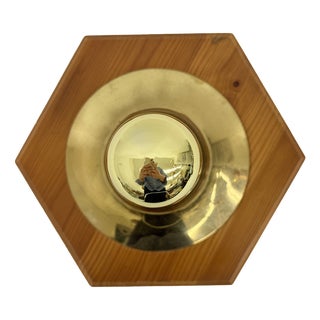 Vintage Hexagonal Wall Lamp with Pine Wood and Brass, 1970s For Sale