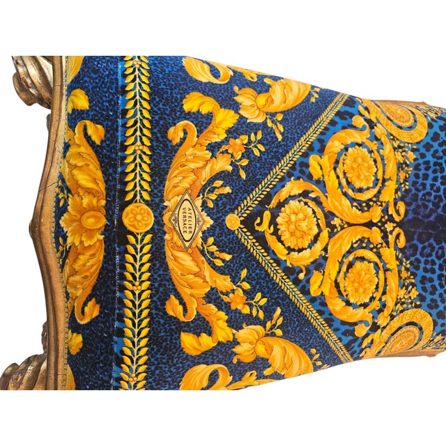 1960s Giltwood Bench With Versace Upholstery For Sale - Image 4 of 7