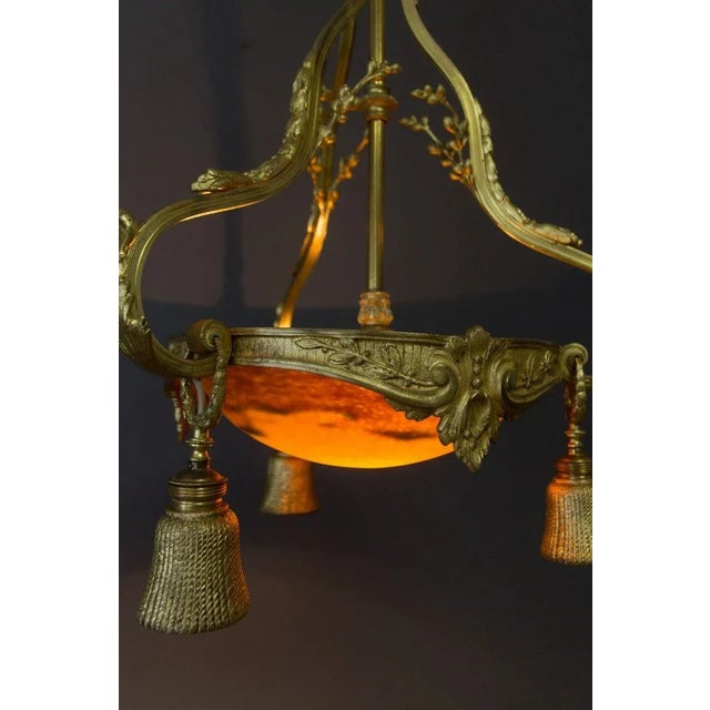Neoclassical Style Gilt Bronze Chandelier from Verrerie D'Art Degué, 1920s For Sale - Image 10 of 18