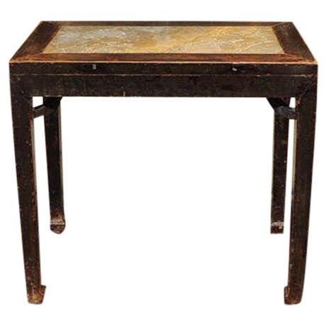 1720s Chinese Lacquered Elm and Stone Wine Table For Sale