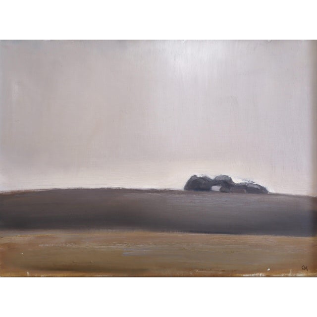 Mid-Century Modern 'Distant Trees' Vintage Original Swedish Abstract Landscape Oil Painting, Framed For Sale - Image 11 of 13