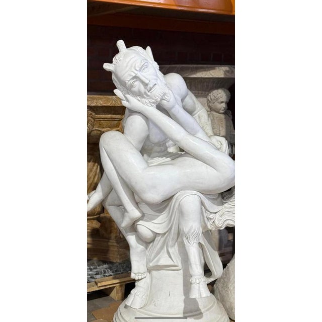 Life-Sized Sculpture of Greek God Pan, 20th Century, Marble For Sale - Image 5 of 6
