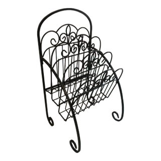 Wrought Iron Triple Tier Magazine Rack, Mid-Century. For Sale