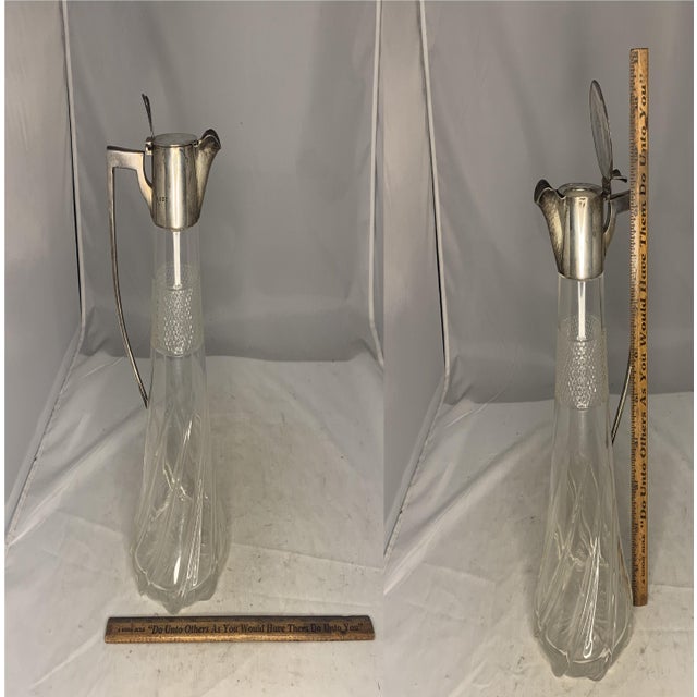 Antique Sterling Silver Mounted Crystal Claret Jug, Birmingham 1903 For Sale - Image 10 of 10
