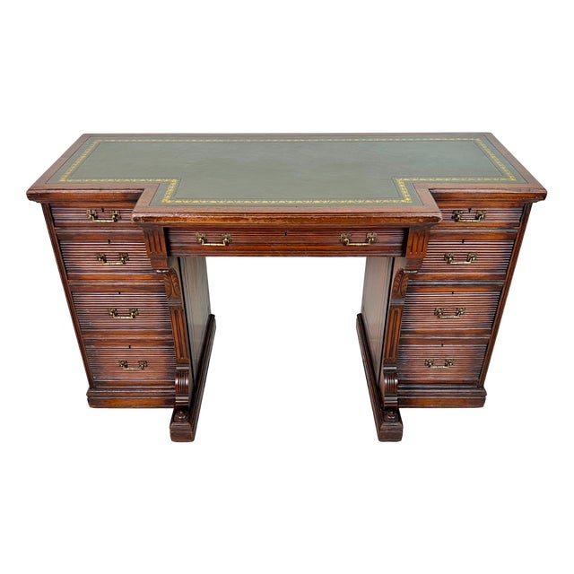 Mahogany Breakfront Library Desk from Gillow & Co. For Sale