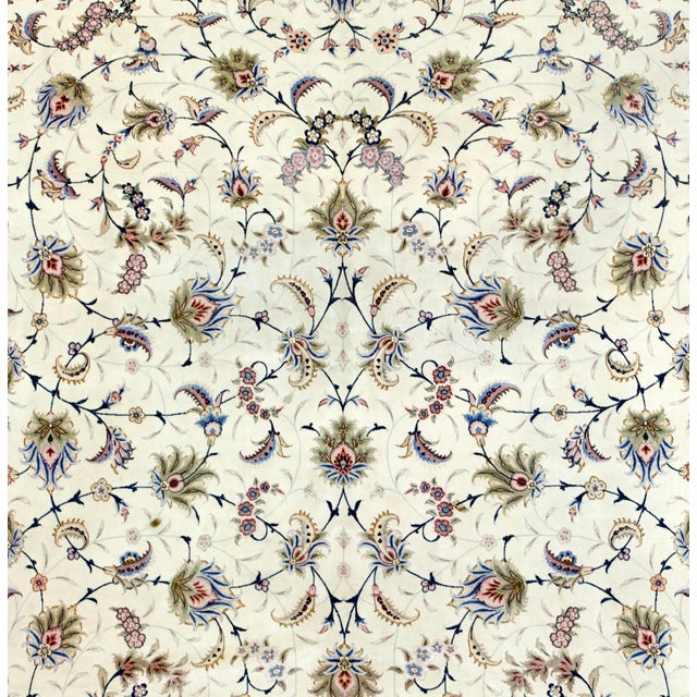 Persian Extremely Fine Persian Tabriz Wool and Silk 60 Raj Rug 9’9” X 13’6” For Sale - Image 3 of 5