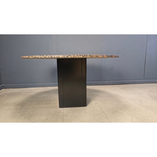 Wood Vintage Round Granite Center Table, 1970s For Sale - Image 7 of 13