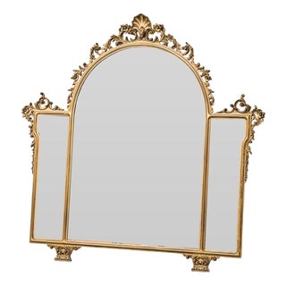 Gilded Wooden Wall Mirror, 1950s For Sale