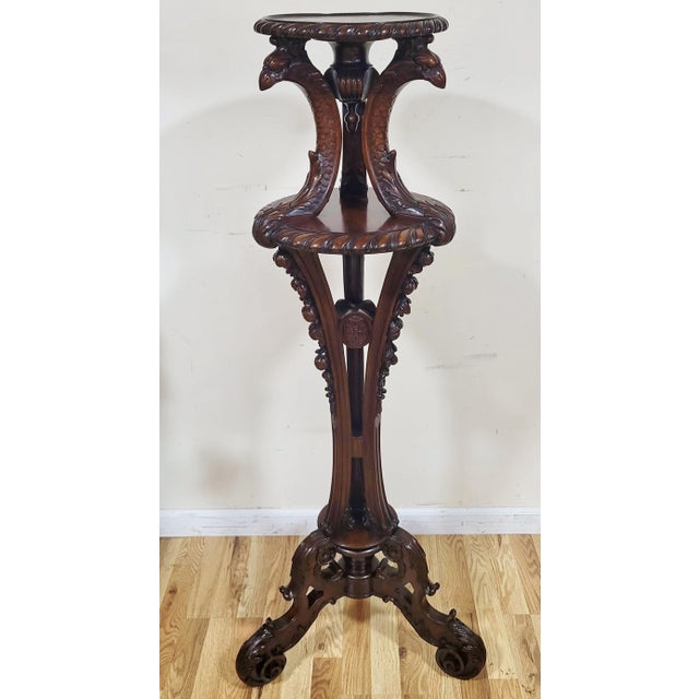 American Antique American Federal Style Carved Wood Fern Stand Pedestal For Sale - Image 3 of 17