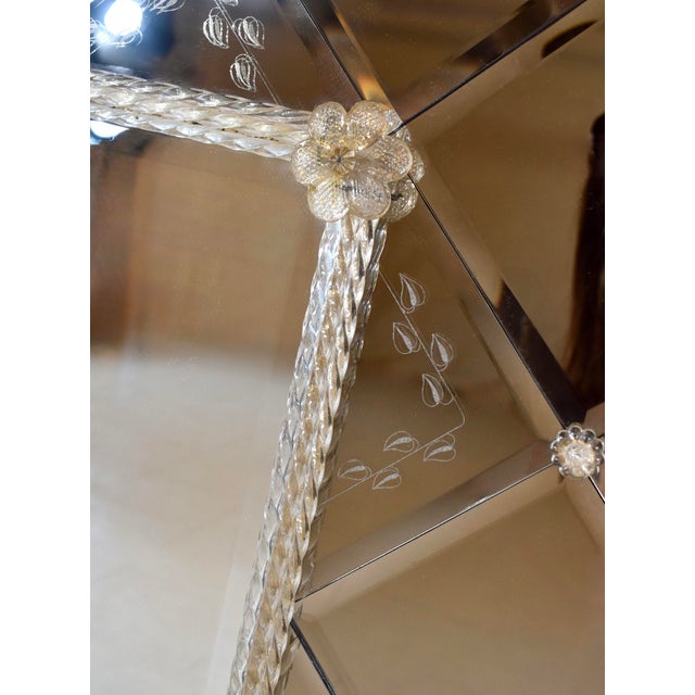 Solid wood gold gilt Mantle mirror with 50 antiqued beveled and etched diamond mirror panel inserts surrounding a...