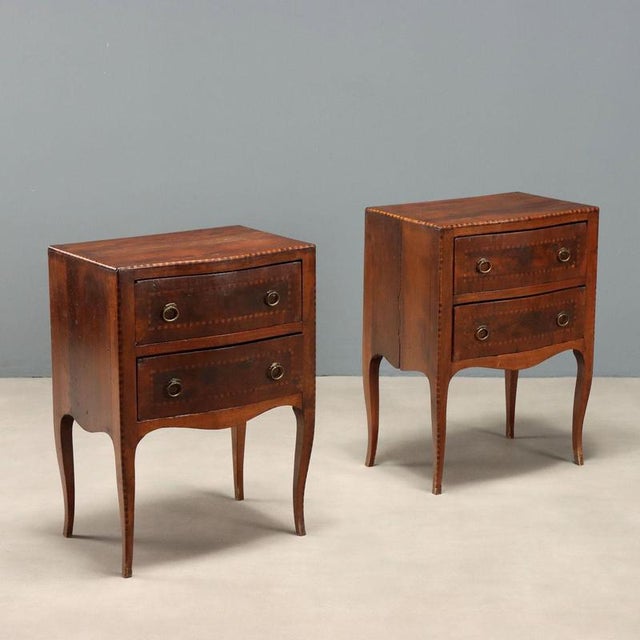 Walnut Nightstands in the style of Barocchetto, Set of 2 For Sale - Image 11 of 11