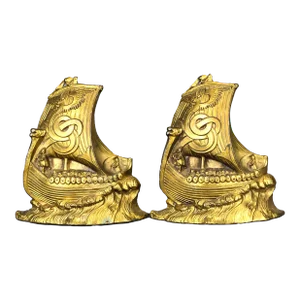 Antique Viking Drakkar Ship Bookends - Set of 2