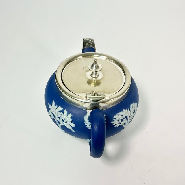 Early 20th C Antique English Chippendale Wedgwood Sterling Silver Hellenic Porcelain Tea Pot For Sale - Image 9 of 16
