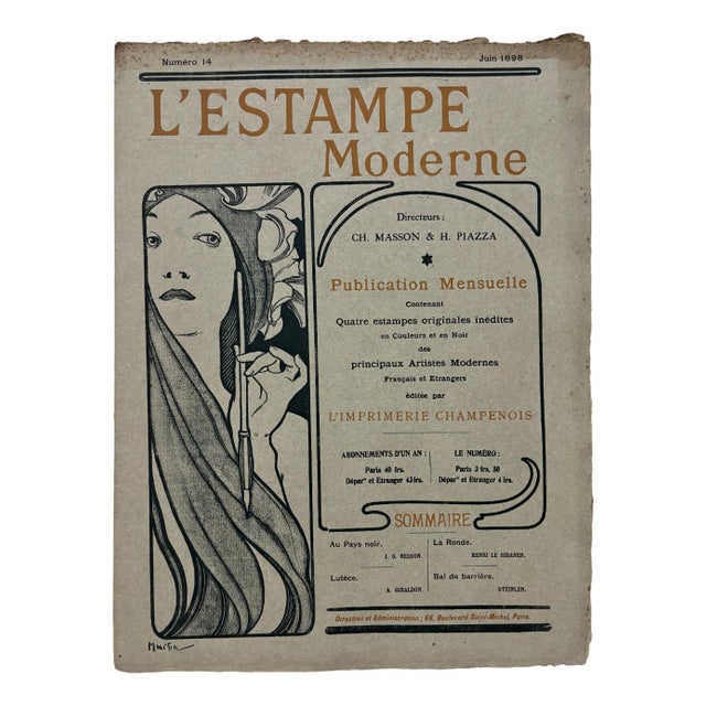 Alphonse Mucha, Cover for l'Estampe Moderne, June 1898, Lithograph For Sale - Image 9 of 9
