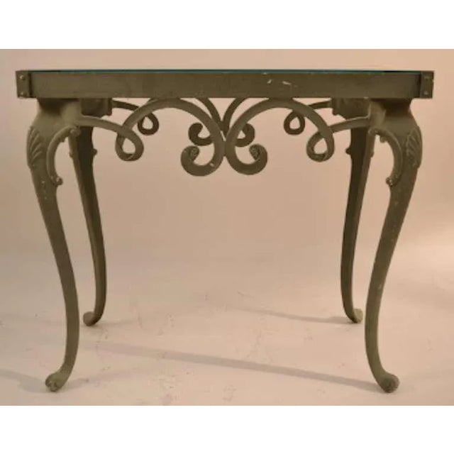 Baroque Glass Top Console Table in the Style of Brown Jordan For Sale - Image 3 of 4