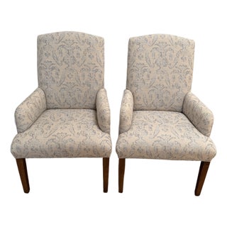 Pair of Custom Jessica Charles Upholstered High-Back Accent Chair With Arms For Sale