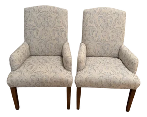 Pair of Custom Jessica Charles Upholstered High-Back Accent Chair With Arms