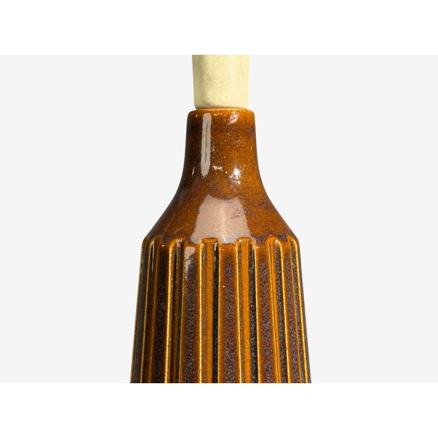 Ceramic Bruno Karlsson, Large Table Lamp, Brown Stoneware, Sweden, 1960s For Sale - Image 7 of 10