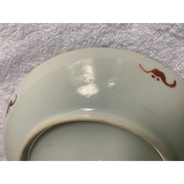 Mid 19th Century Qing Antique Chinese Floral Butterflies & Bats Porcelain Plate For Sale In Charlotte - Image 6 of 13