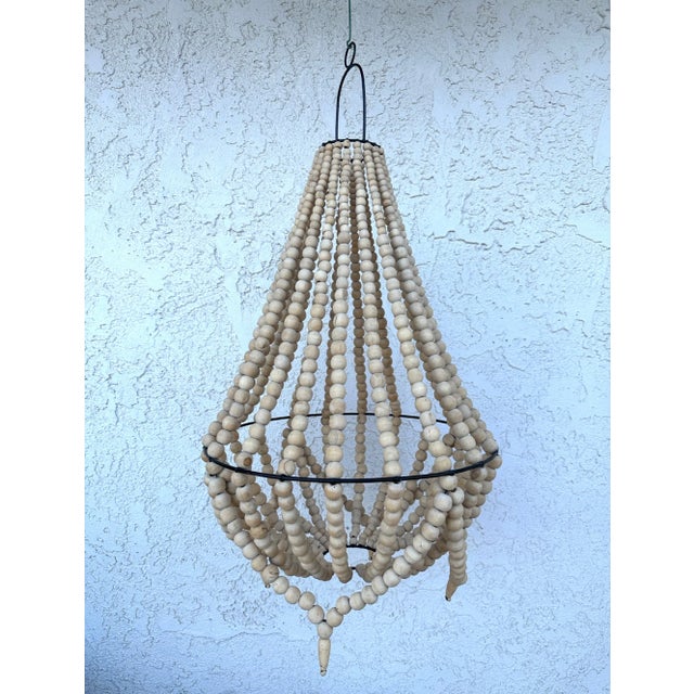 2020s Natural Wood Beaded Boho Chandelier For Sale - Image 5 of 5