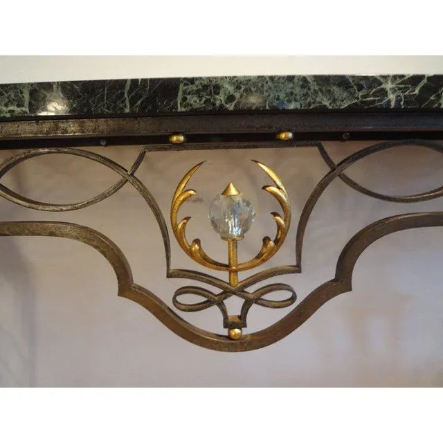 1940s French Neoclassical Gilbert Poillerat Style Wrought Iron Console Table For Sale - Image 5 of 10