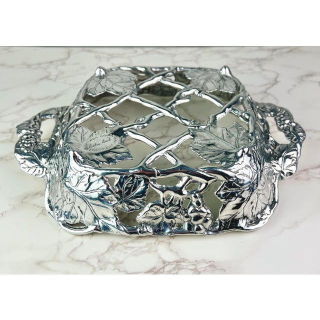 Arthur Court Vintage Grapevine Hostess Set – Arthur Court Casserole Basket, Godinger Spoon & Napkin Holder - 3 pcs For Sale - Image 4 of 12