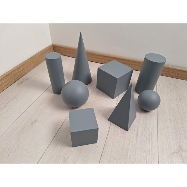 Wooden Geometric-Shape Ornaments in Light Blue Lacquer from Molteni, 1990s, Set of 8 For Sale - Image 11 of 14