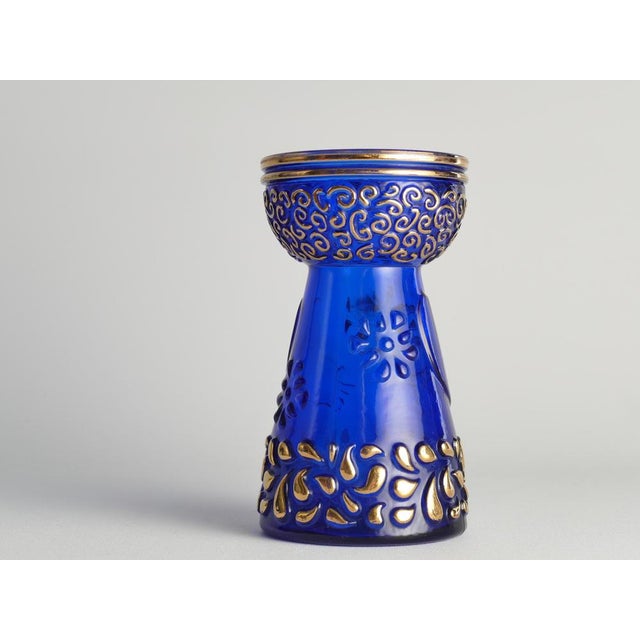 Mid-Century Modern Cobalt Blue and Gold Glass Hyacinth Vase by Walther Glas, 1970s For Sale - Image 6 of 18