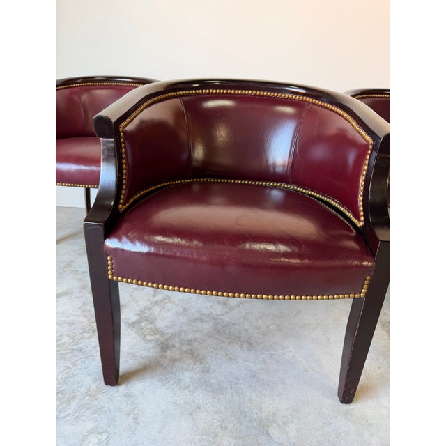 Vintage Hickory Leather Hollywood Regency Style Dining Chairs - Set of 6 For Sale - Image 14 of 17