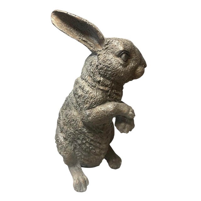 Vintage Cast Iron Standing Hare Garden Statuary For Sale - Image 4 of 12
