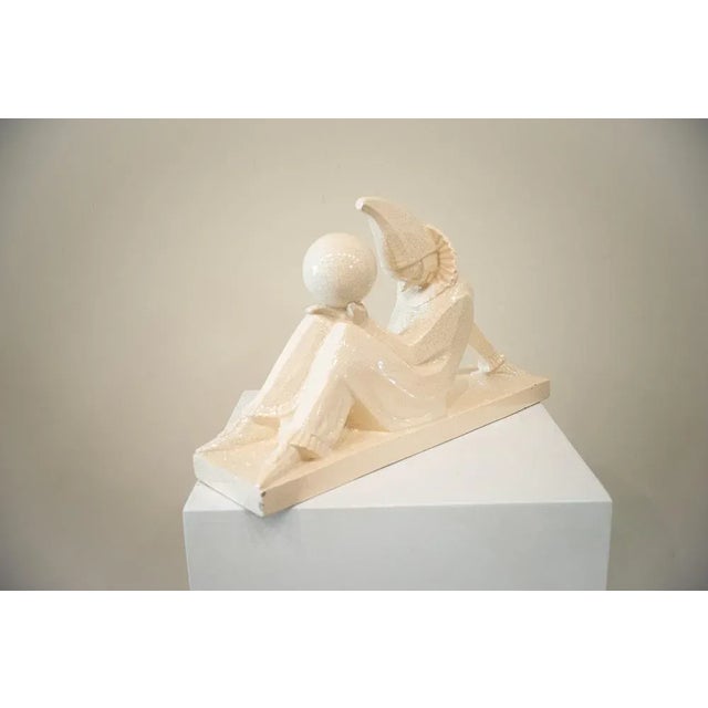 Ceramic Art Deco White Ceramic Harlequin by Marcel Bouraine, 1925 For Sale - Image 7 of 8