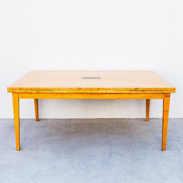 Contemporary 1990s Italian Satinwood Expandable Dining Table Attributed to Giorgio Collection For Sale - Image 3 of 14