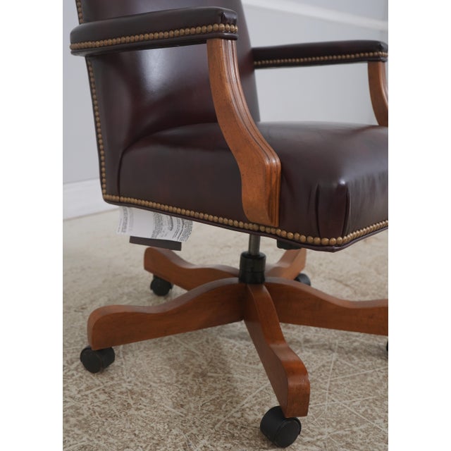 Ethan Allen Burgundy Leather Desk Chair For Sale - Image 13 of 18
