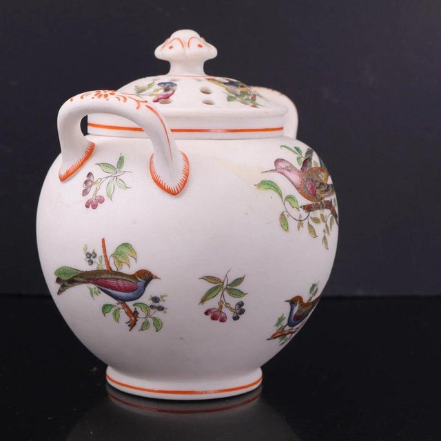 Antique Parian Pot Pourri Vase with Enamelled Birds attributed to Minton For Sale - Image 5 of 18